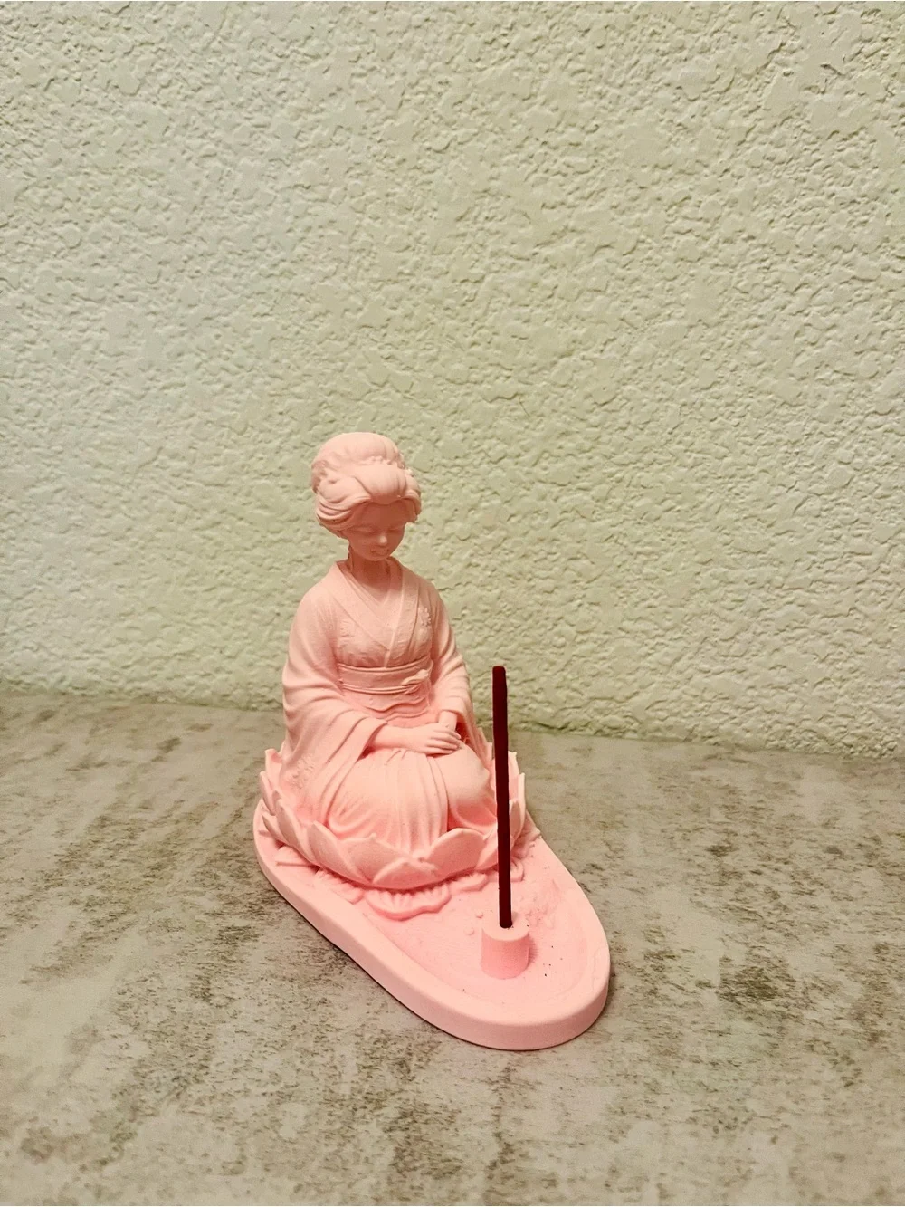 Pink Ceramic Geisha Incense Holder - Elegant Home Accent